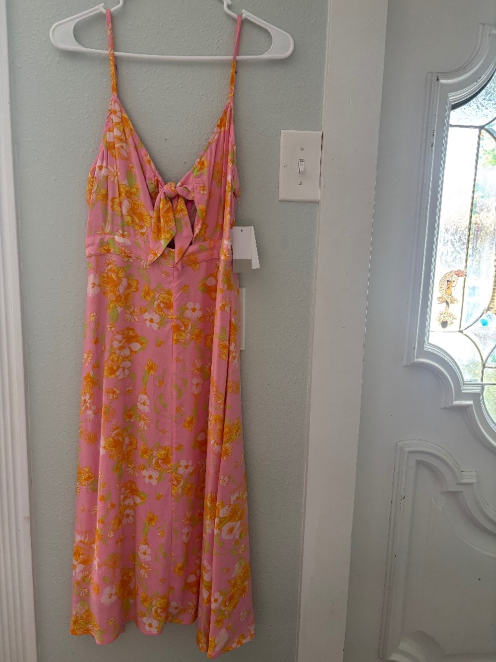 BP. Pink Floral Tie-Front Midi Dress — Size S, NWT